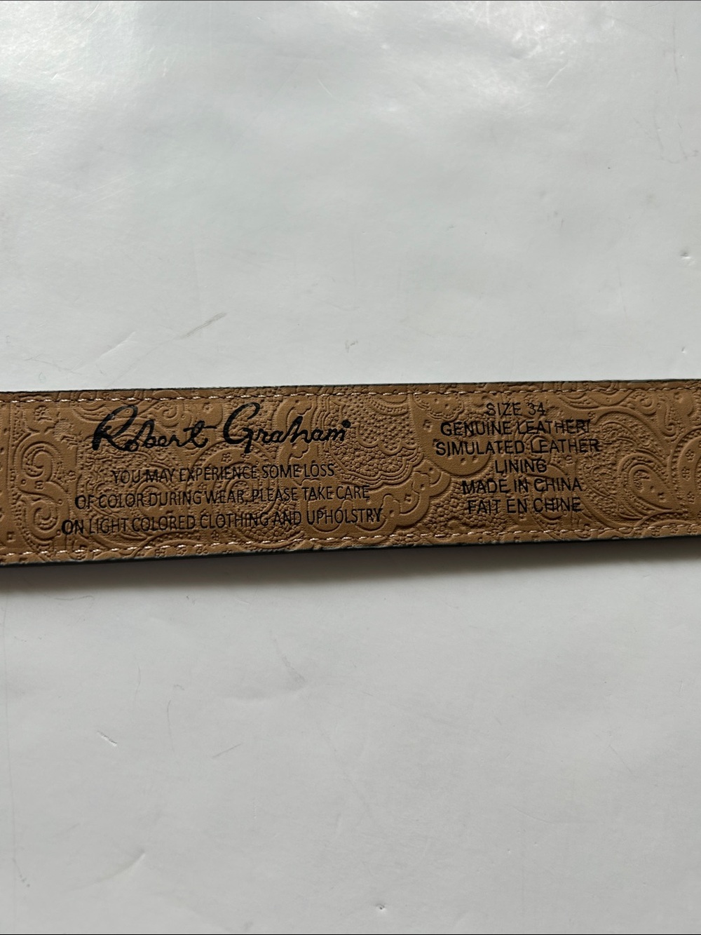 Robert Graham Gray Leather Suede Belt with Green & Orange Stitching sz 34 - Picture 5 of 8